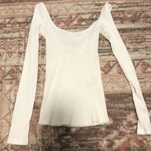 Scoop neck ribbed long sleeve